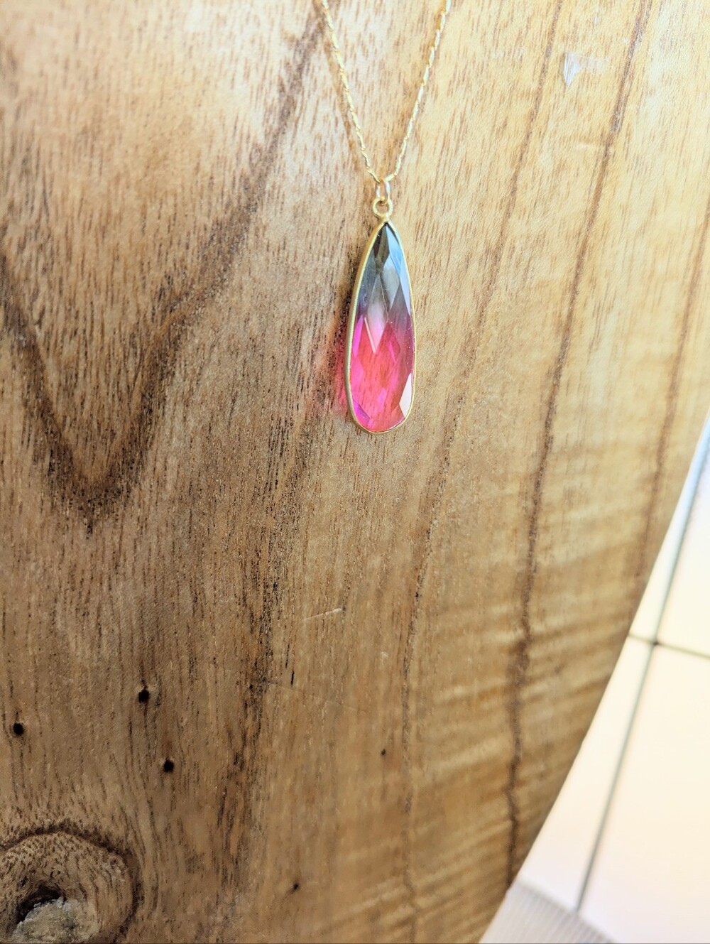 Artisan Made Watermelon Stone Necklace - Picture 9 of 16